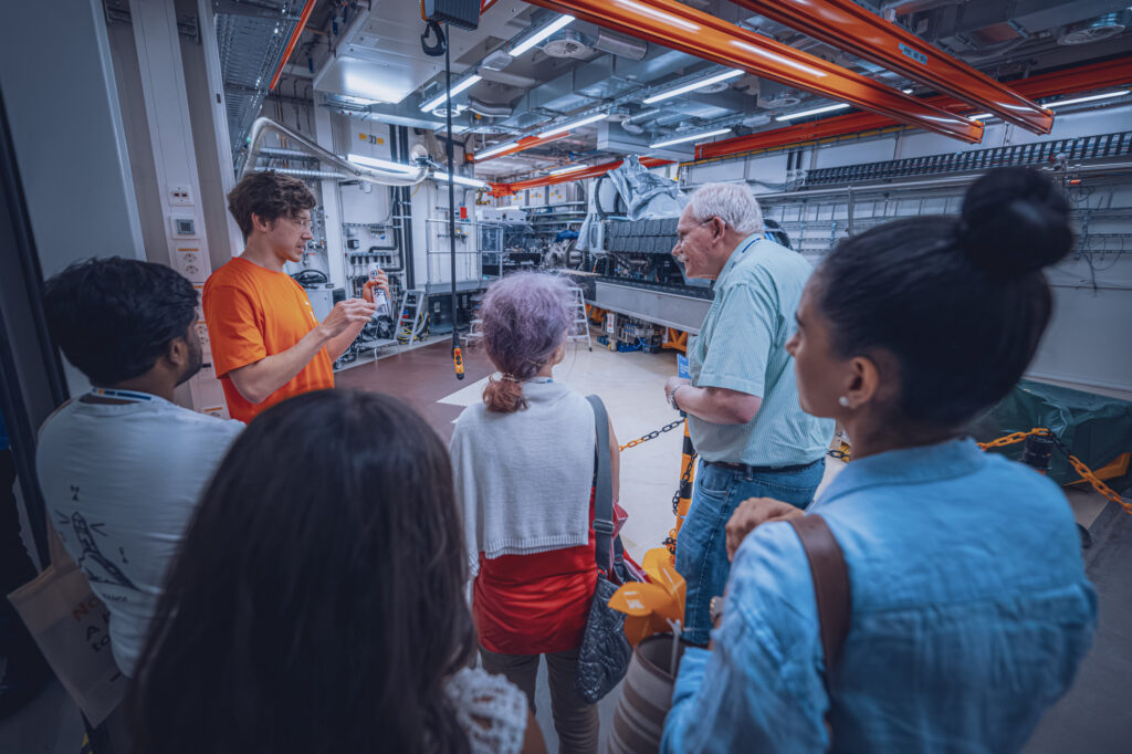 Researchers from the European XFEL guided groups of visitors to experimental stations (here MID) in the underground experimental hall. Photo: European XFEL